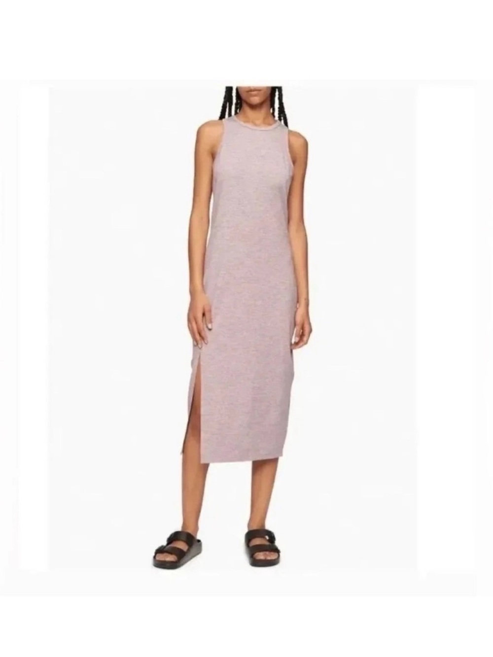 Calvin Klein Sleeveless Midi Tank Dress in Dusty Rose